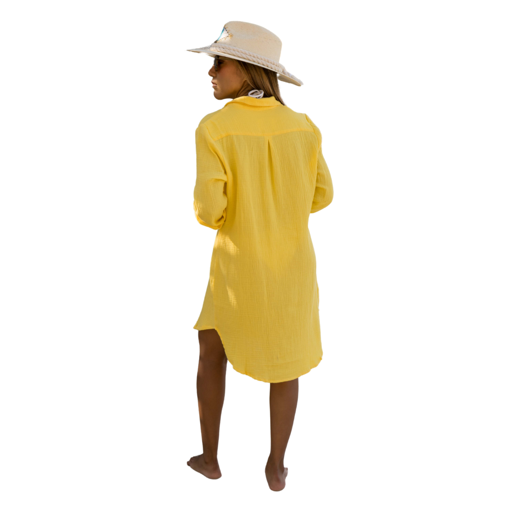 Shirt Dress Helsol Flirty Short Yellow Cotton