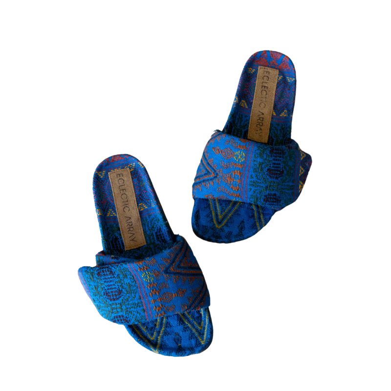 Puffy Sandals Guatemalteco - Azul/Mostaza/Rosa