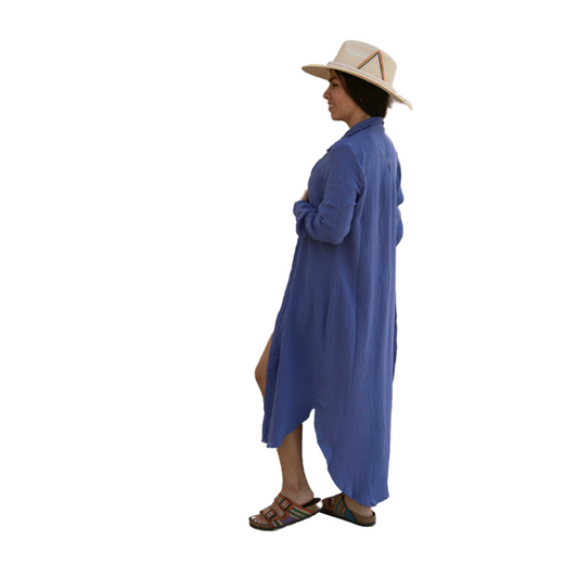 Shirt Dress Helsol Flirty Long Blue Cotton