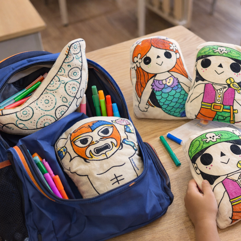 Reusable washable coloring toy for kids. Color, wash, and color again. Inspired by Mexican culture and made in Mexico. Includes markers.