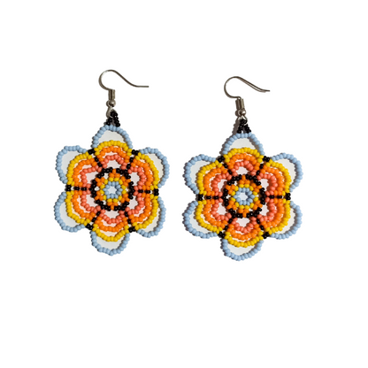 Huichol Beaded Earrings - Flower