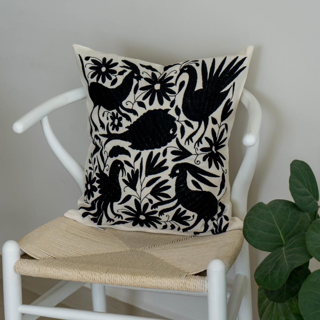 Otomi outlets Pillow sham light gray embroidery - Hand embroidery pillow case - Pillow cover - Throw pillow - Cushion - Decorative Pillow Gray -