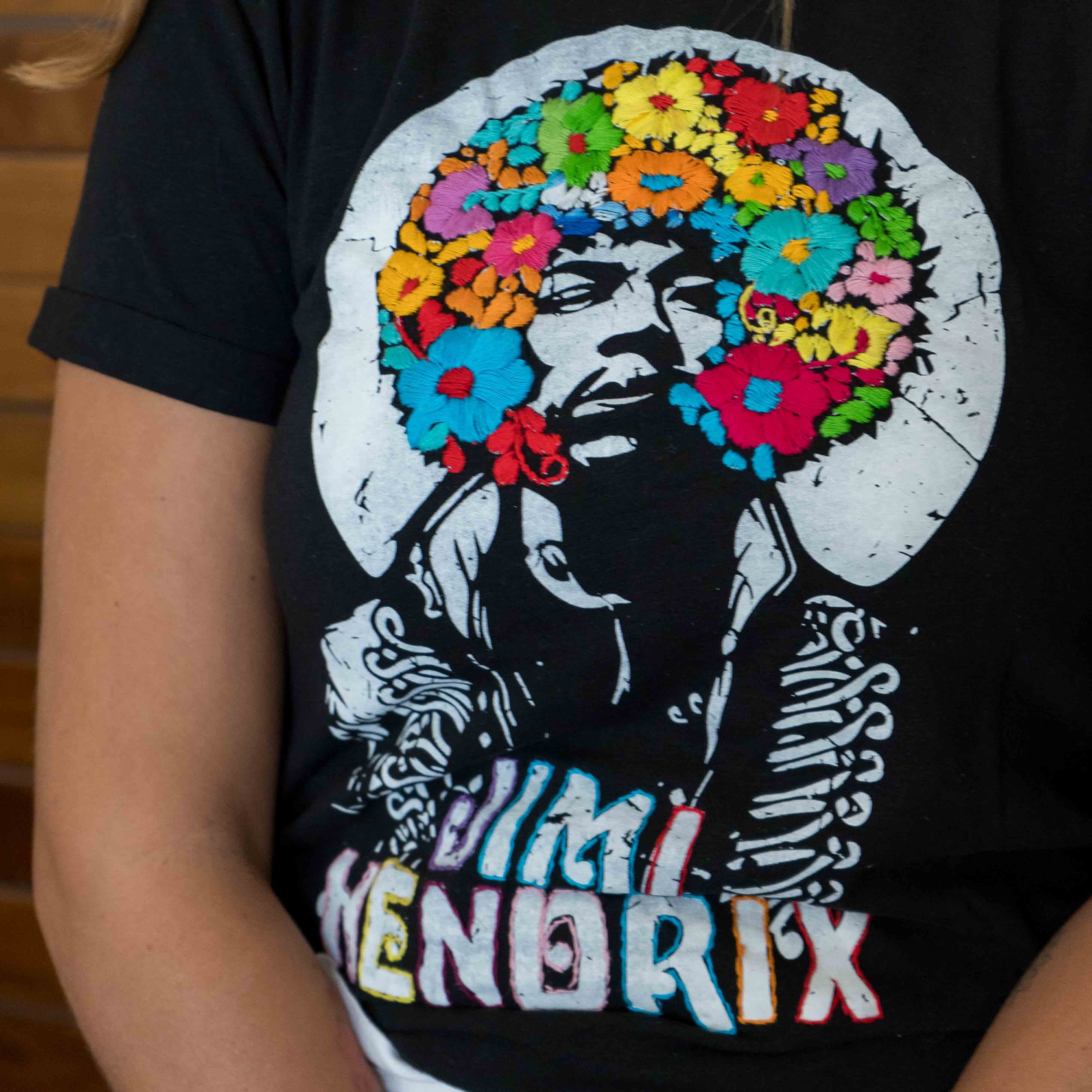 Modern,Jimi Hendrix Colorful AllOver Print Lightweight Jerzees T-shirt Size shops XL