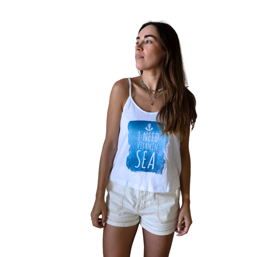 I Need Vitamin Sea Tank Top White – Eclectic Array - Nevis / Mexico