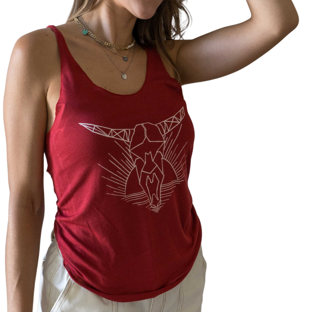 Sunset Skull Tank Top Red