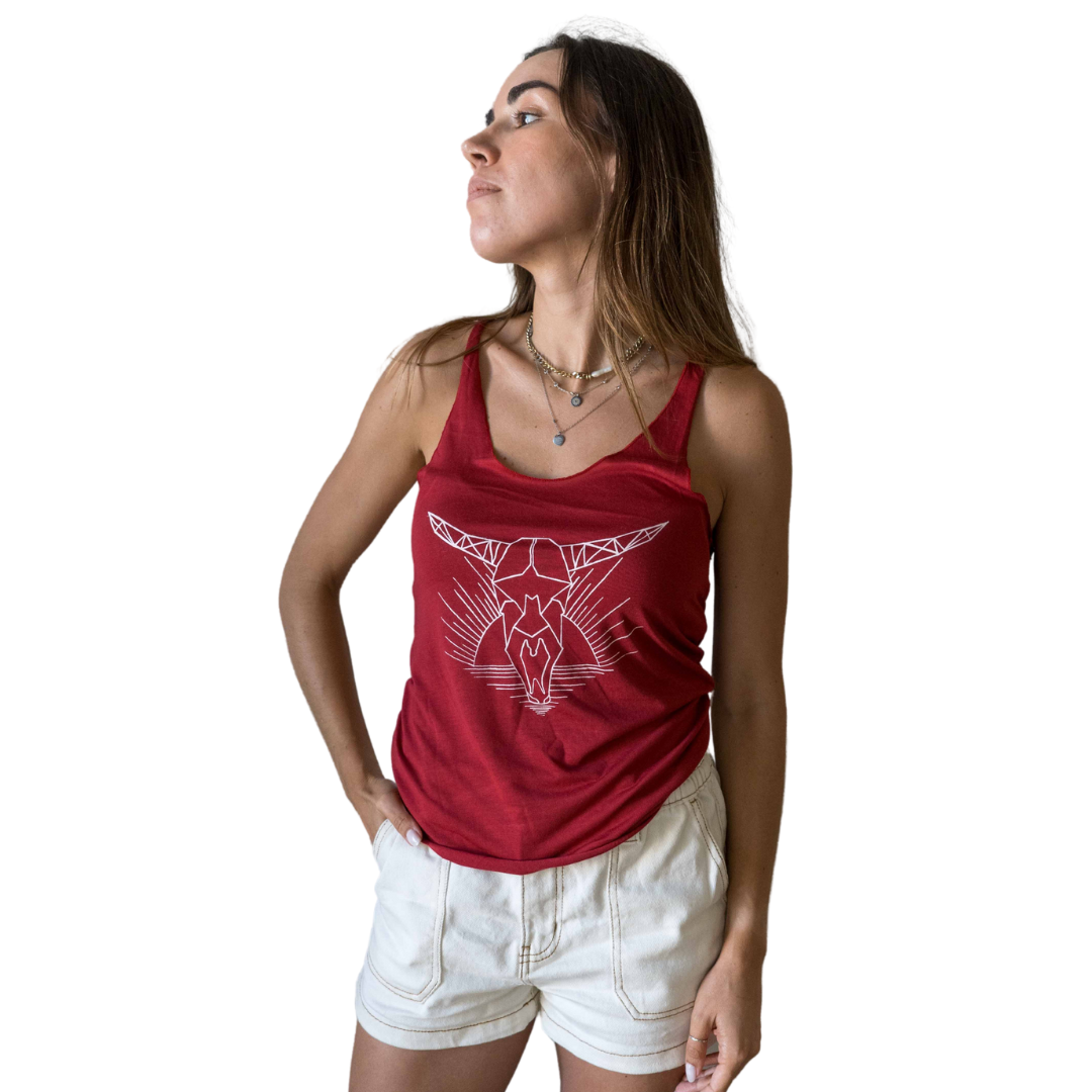 Sunset Skull Tank Top Red