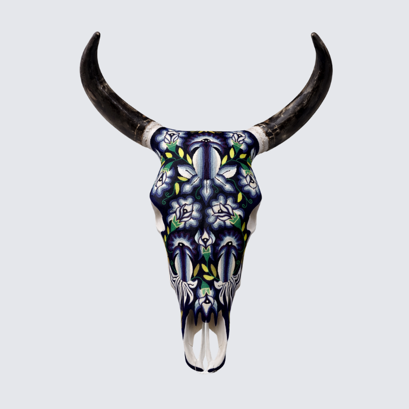 Threaded Huichol Skull - Oaxaqueño