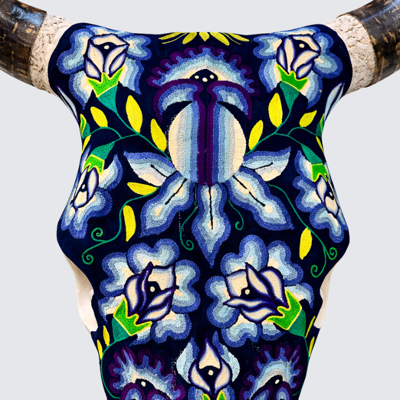 Threaded Huichol Skull - Oaxaqueño