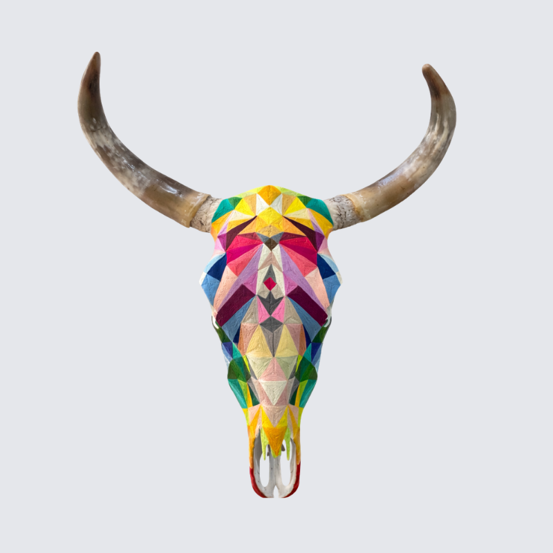 Threaded Huichol Skull - Geometric