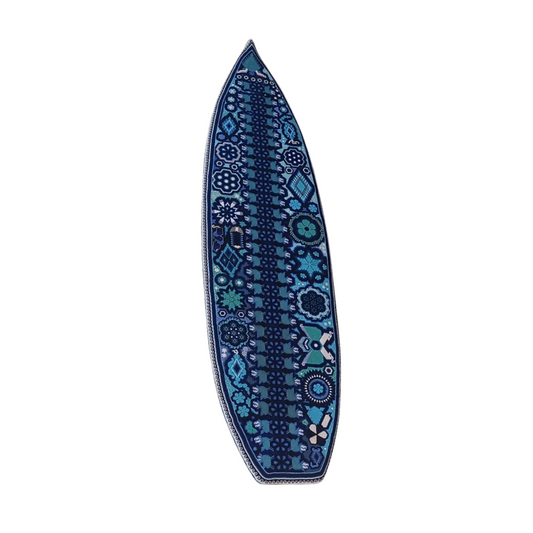 Beaded Huichol Surfboard Shades of Blue