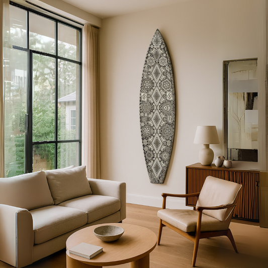 Beaded Surfboard Tau B&W