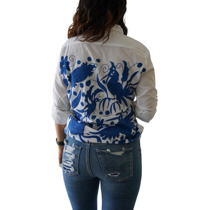 Hand Embroidered Otomi Shirt - Blue