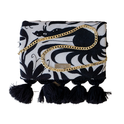 Black Otomi Clutch With Red Tassels – Eclectic Array