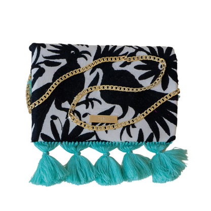 Black Otomi Clutch With Red Tassels – Eclectic Array