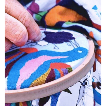Hand Embroidered Otomi Shirt - Beige