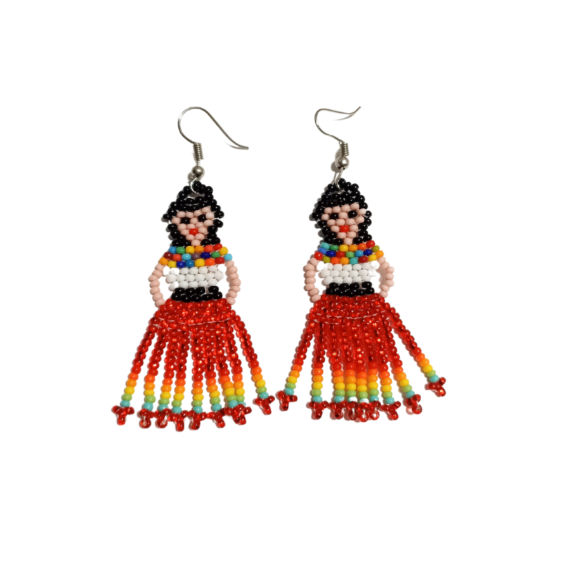 Huichol Beaded Earrings - Twins