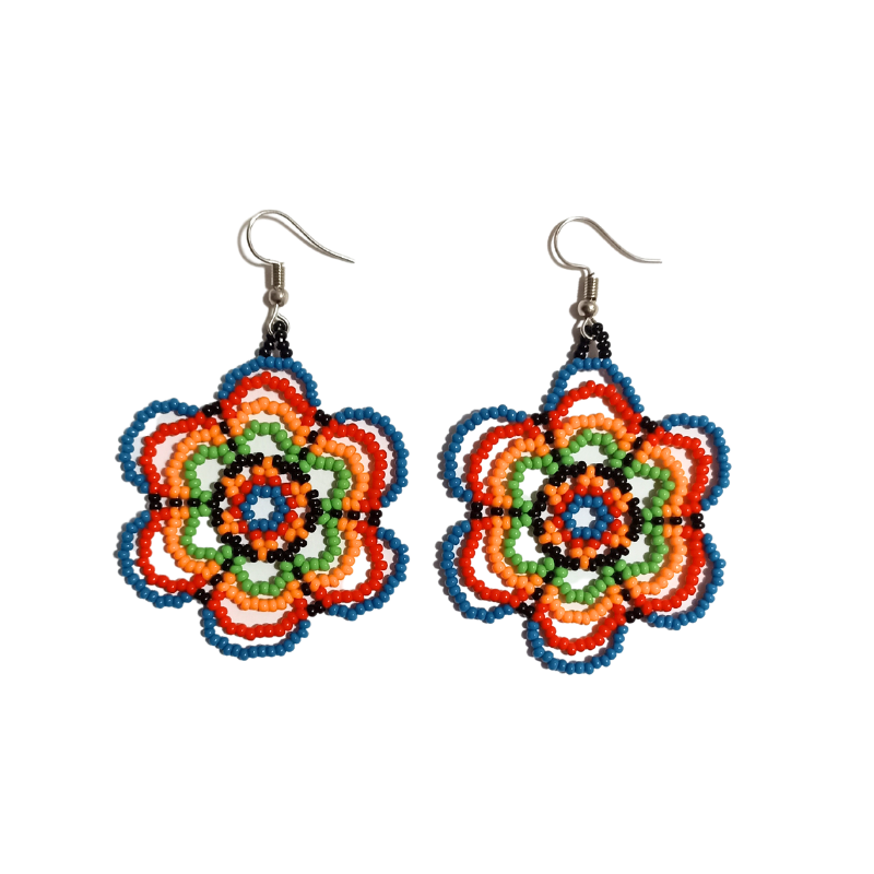 Huichol Beaded Earrings - Flower