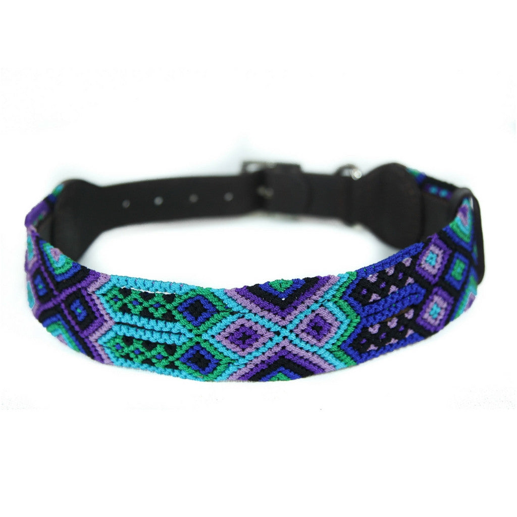 Sea Storm - Embroidered Dog Collar With Leather