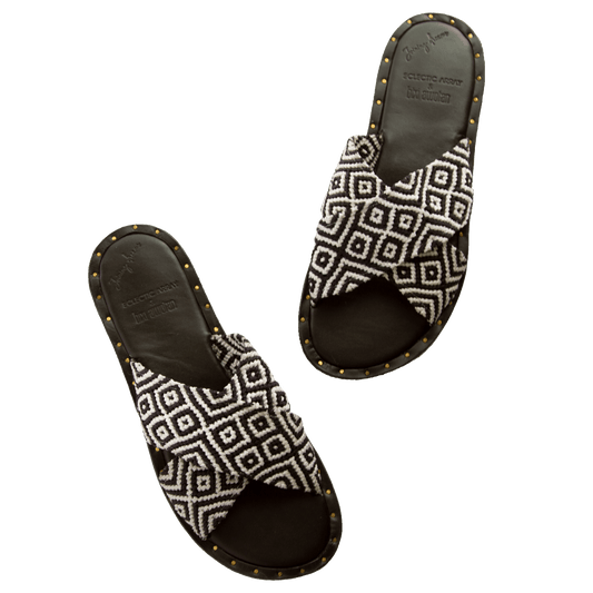 Seti Woven Bands Black Classic Sandals