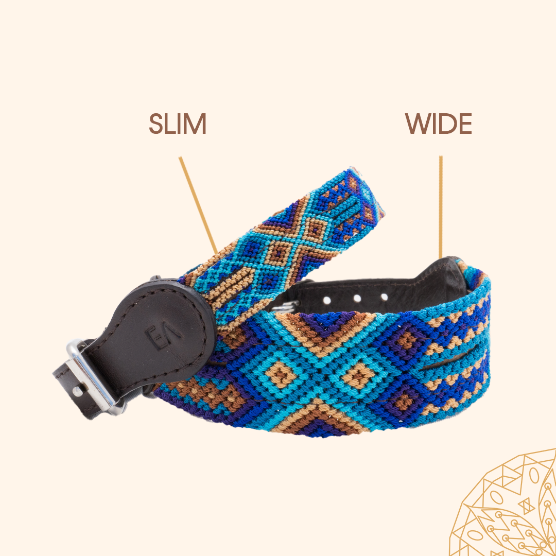 Deep Blue - Embroidered Dog Collar With Leather