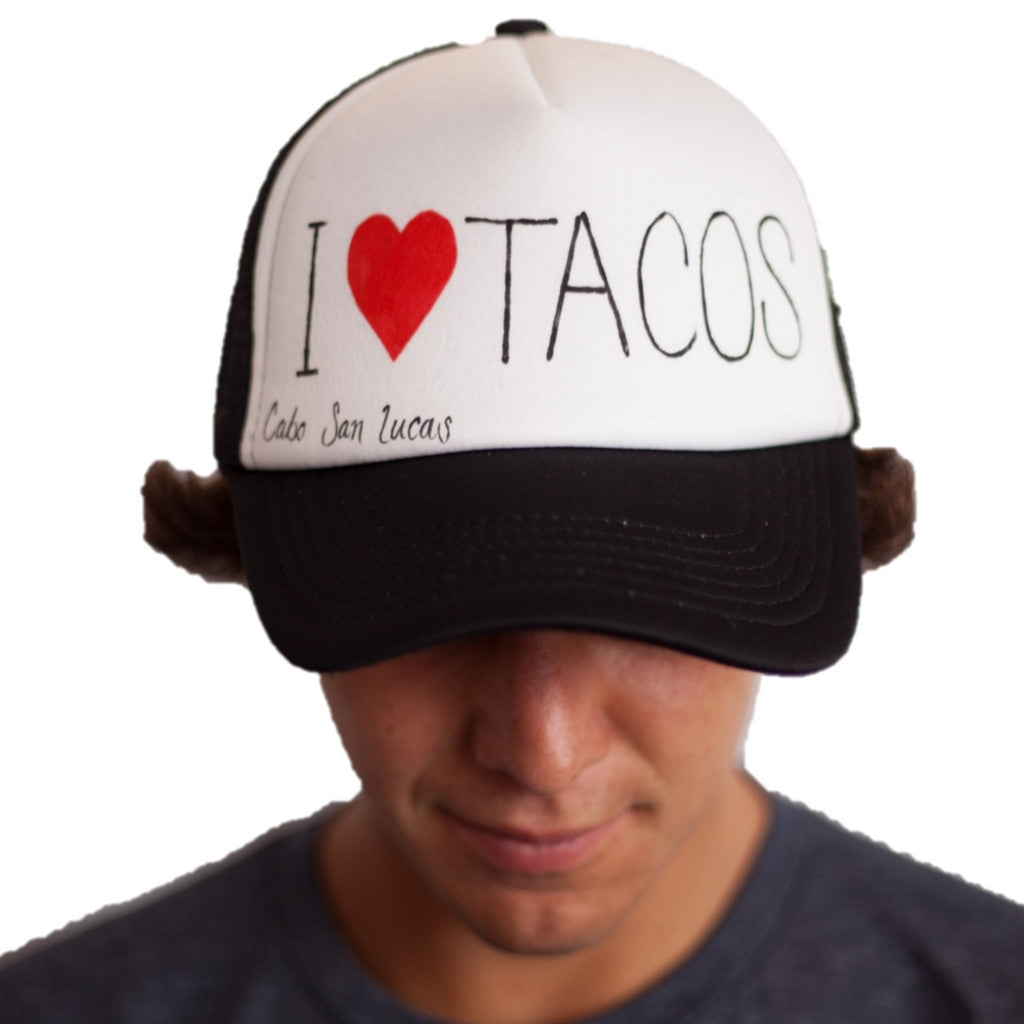 Hand Painted I Love Tacos Hat