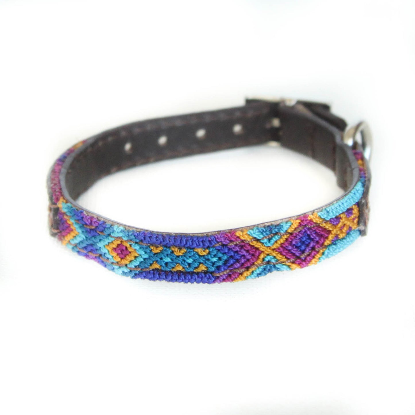 Lagoon - Embroidered Dog Collar With Leather