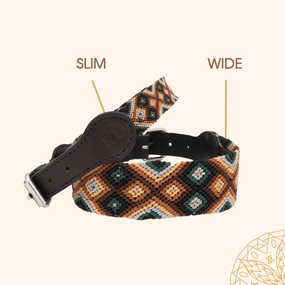 Moss - Embroidered Dog Collar With Leather
